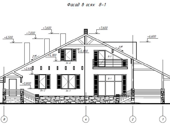 Фасад в осях 8-1